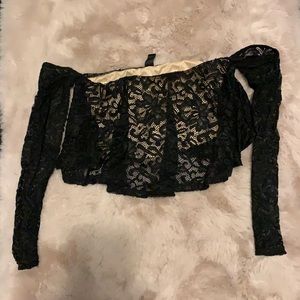 Black lace crop top